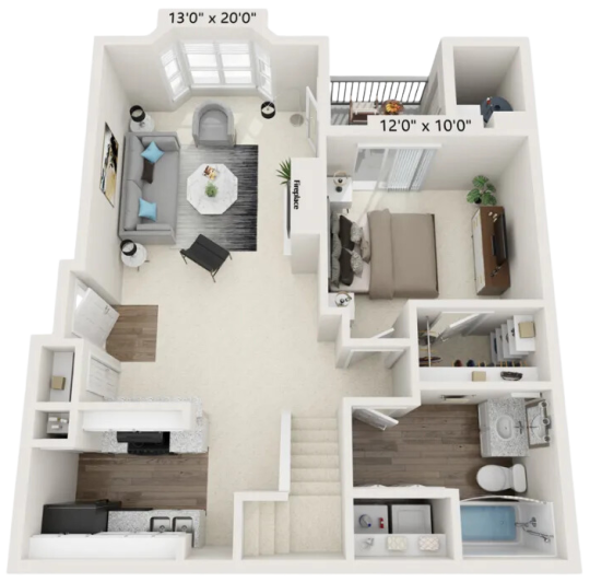 a floor plan of a two bedroom apartment at The Residences at Bear Creek