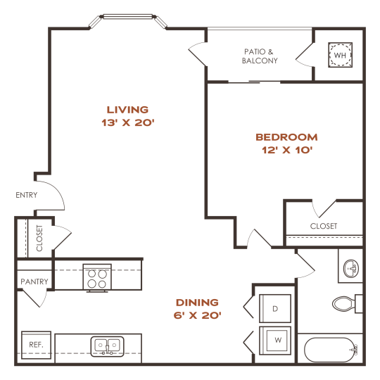 the floor plan for a two bedroom apartment at The Residences at Bear Creek